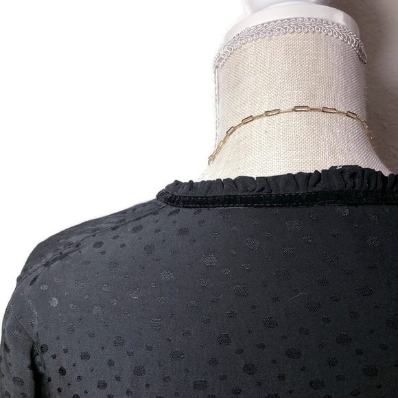 Zara Tops Black Peasant Top w/ Velvet Trim Detail - Picture 7 of 11